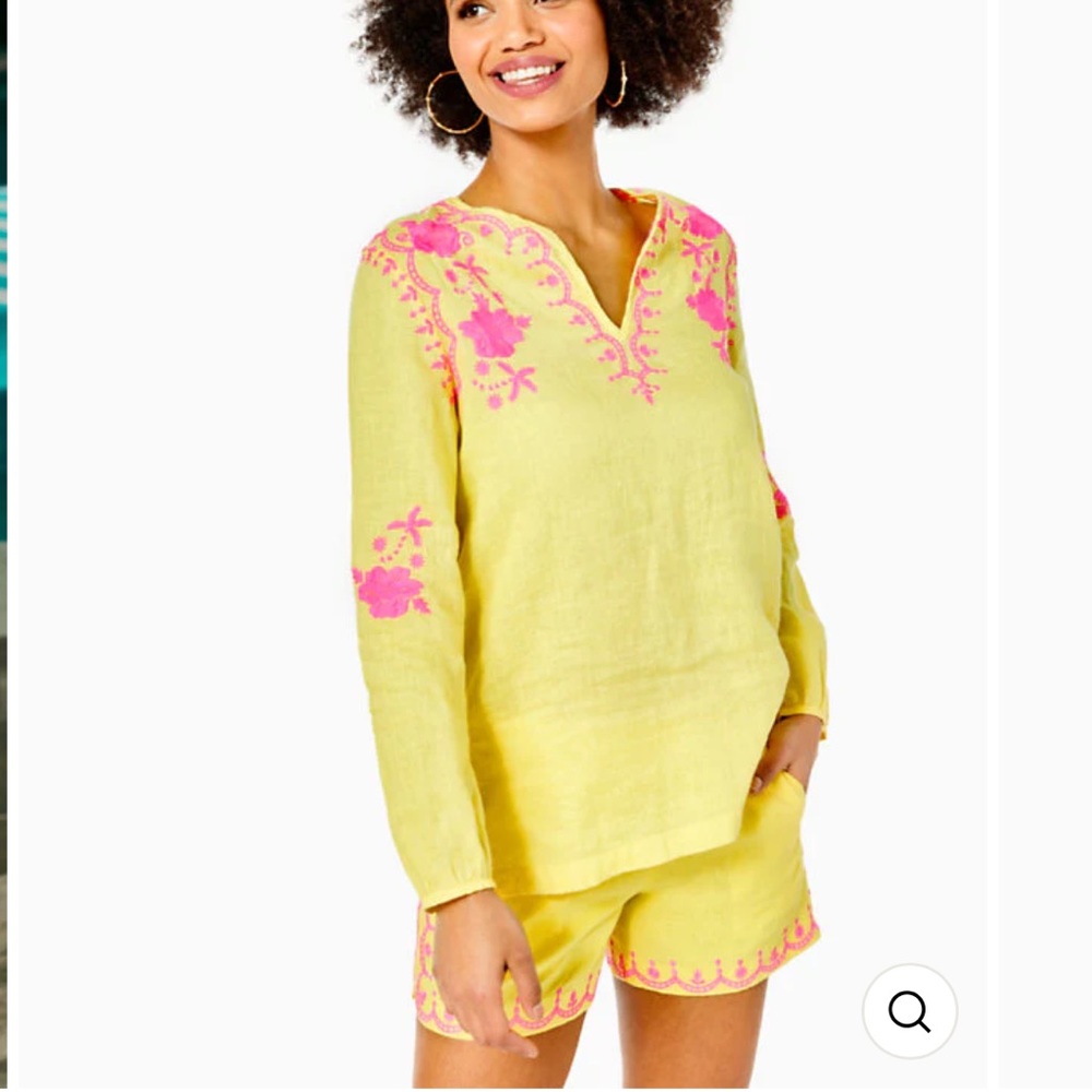 Lilly Pulitzer Coby Linen Tunic Calla Yellow size small
